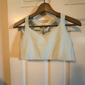 Brooks Cream Cross-Back Sports Bra